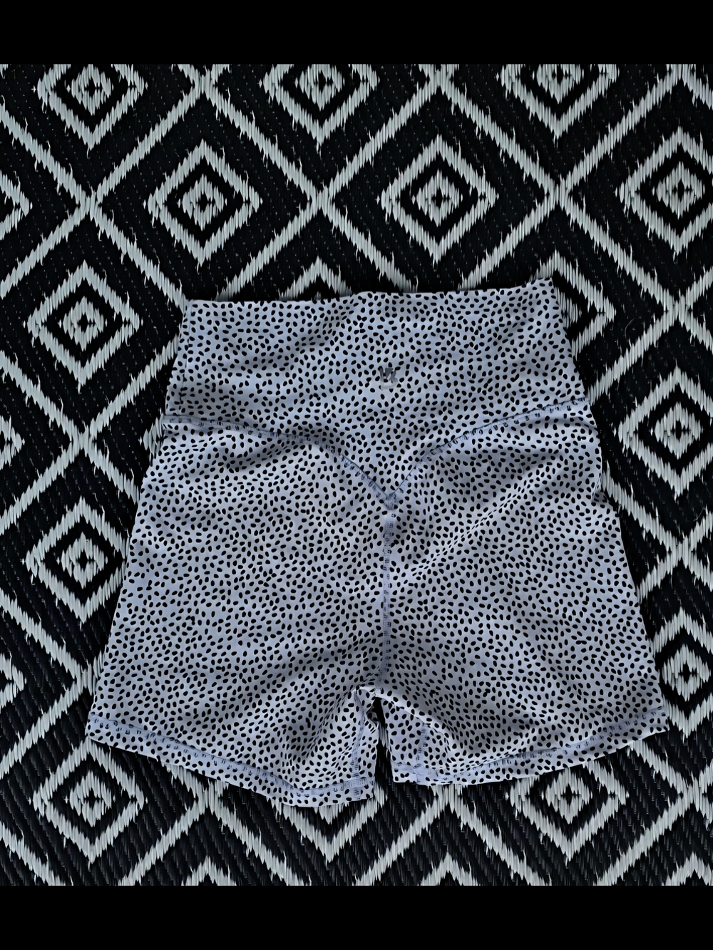 BuffBunny White Athletic Shorts with Black Dot Print